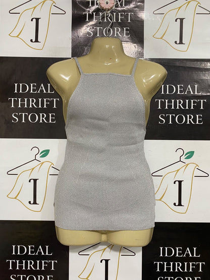 ZARA  |M | BUST 15 | A74|  SILVER SHIMMER METALLIC TANK TOP