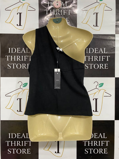 SABA |L | BUST 17 | A74|   BLACK ONE-SHOULDER TANK TOP
