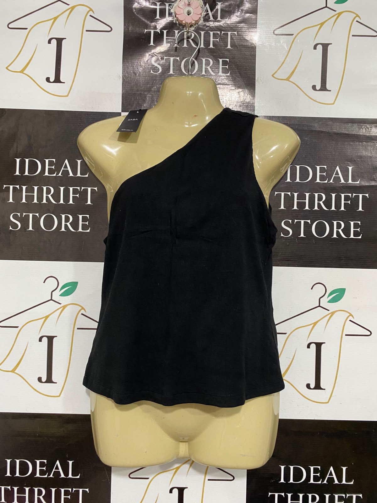 SABA |L | BUST 17 | A74|   BLACK ONE-SHOULDER TANK TOP