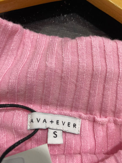 AVA AND EVER |S | BUST 10 | A74|   PINK OFF SHOULDER RIBBED KNIT TOP