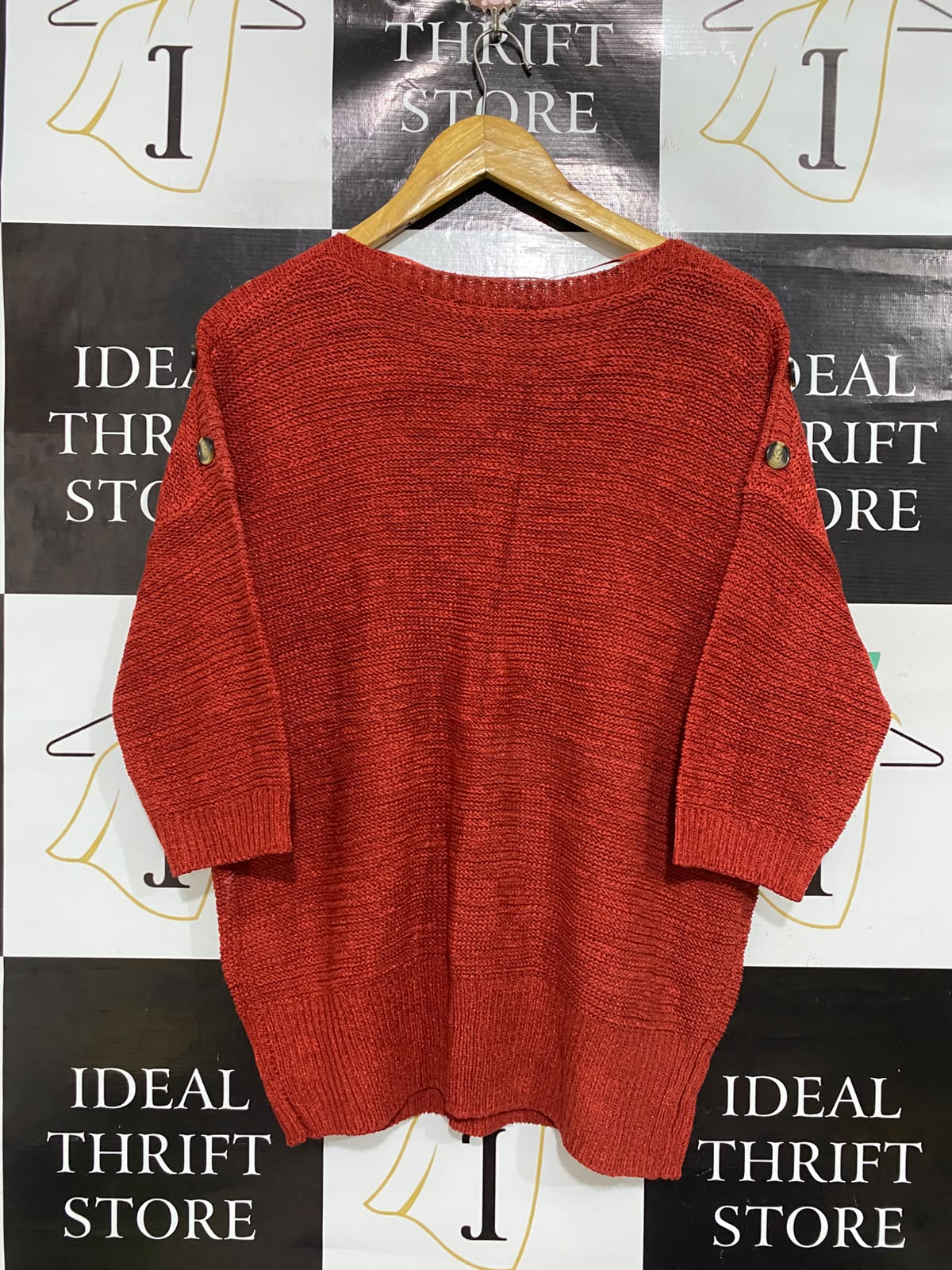 SUZANNE |L | BUST 22 | A74|  GRAE RUST BUTTON DETAIL KNIT SWEATER