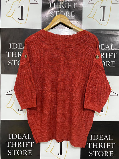 SUZANNE |L | BUST 22 | A74|  GRAE RUST BUTTON DETAIL KNIT SWEATER