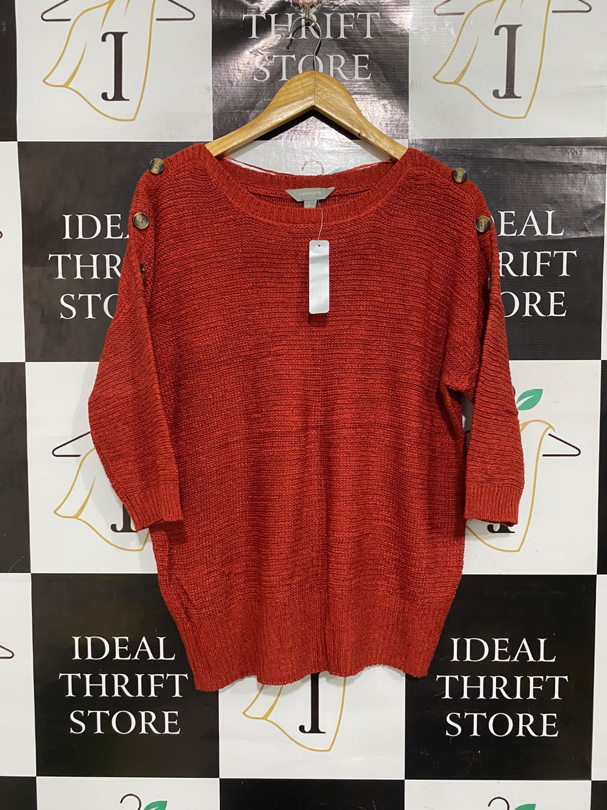 SUZANNE |L | BUST 22 | A74|  GRAE RUST BUTTON DETAIL KNIT SWEATER