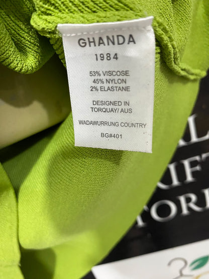 CHANDA |M | BUST 15 | A74|   LIME GREEN RIBBED KNIT DRESS