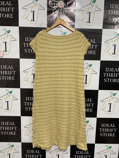ZARA |M | BUST 18 | A74| YELLOW STRIPED KNIT DRESS
