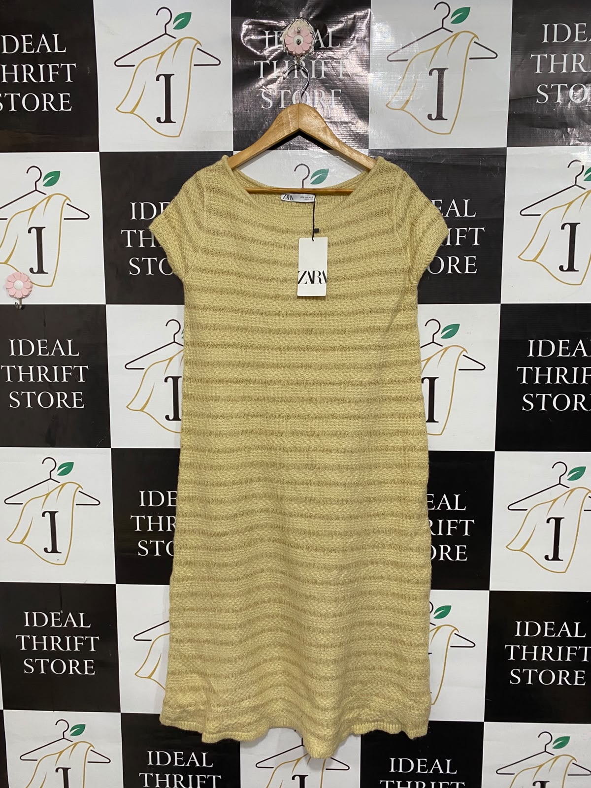 ZARA |M | BUST 18 | A74| YELLOW STRIPED KNIT DRESS