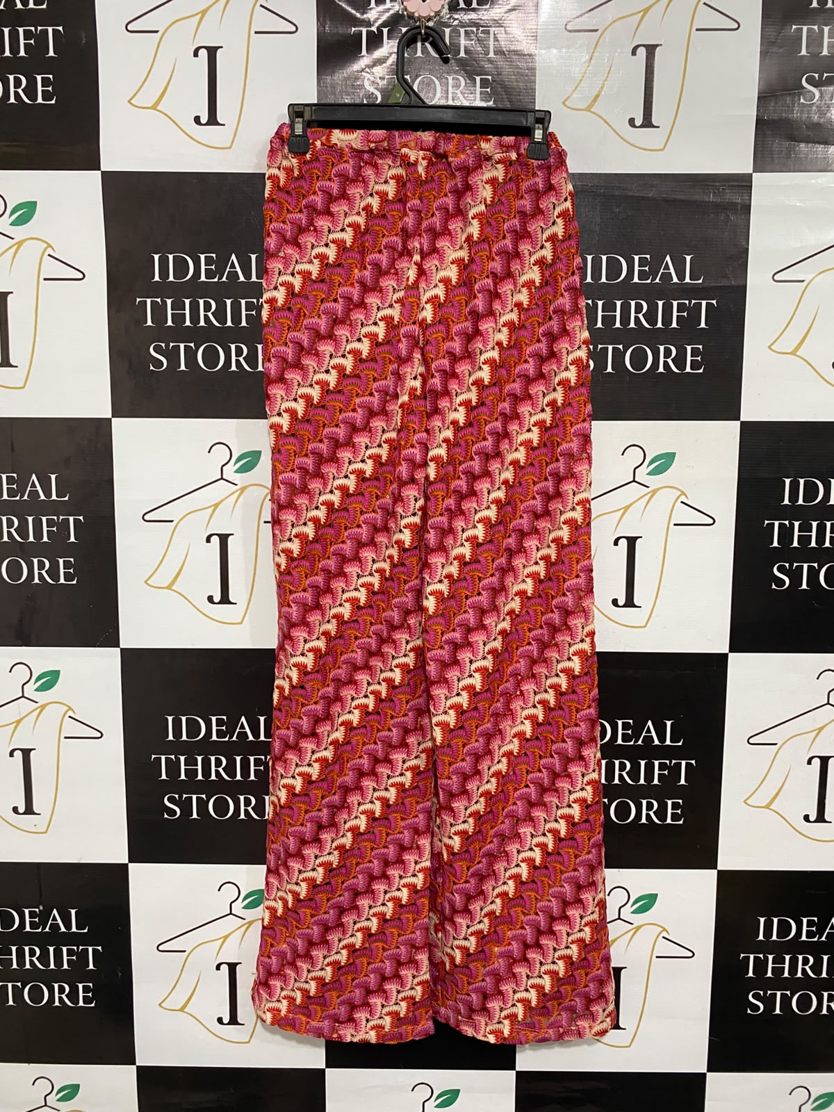 WHITE FOX |XS | WAIST 26 | A74|  PINK MULTICOLOR PRINTED WIDE LEG PANTS