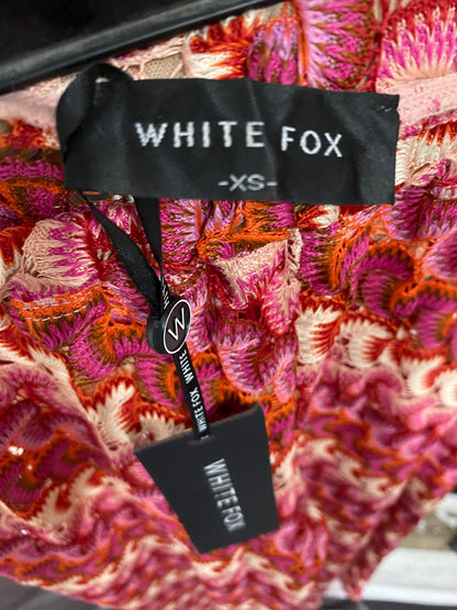 WHITE FOX |XS | WAIST 26 | A74|  PINK MULTICOLOR PRINTED WIDE LEG PANTS
