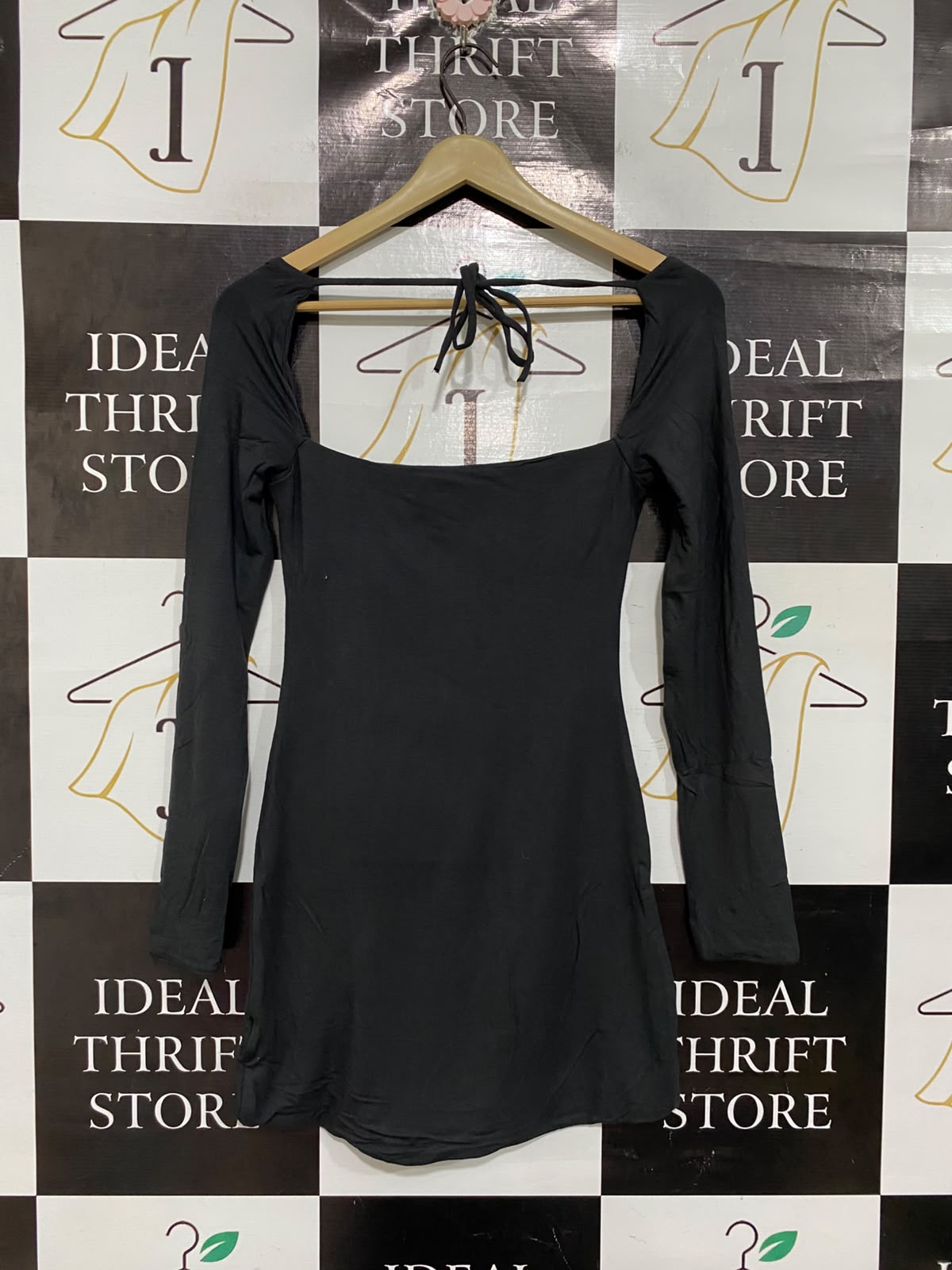 BABYBOO |S | BUST 14 | A74|  BLACK LONG SLEEVE MINI DRESS