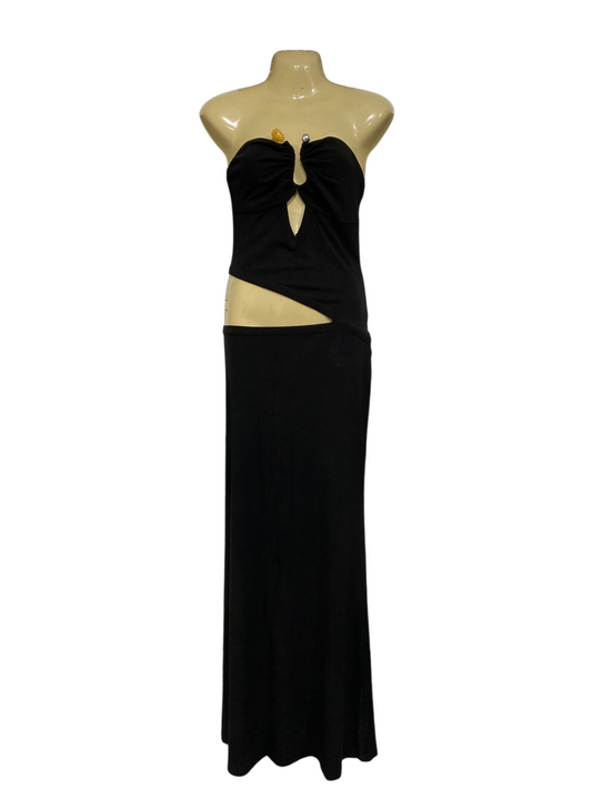 PEPPERMAYO |S | BUST 15 | A75 | BLACK STRAPLESS CUT-OUT MAXI DRESS
