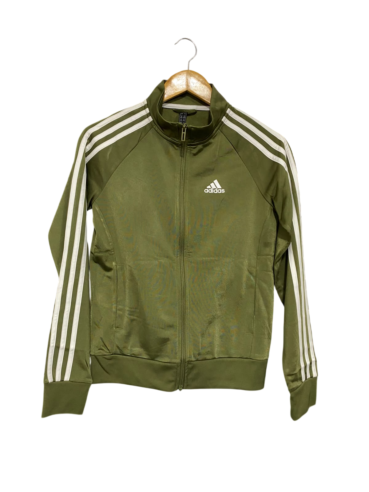 ADIDAS |XS | BUST 18 | A75 | OLIVE GREEN THREE-STRIPE ZIP-UP TRACK JACKET