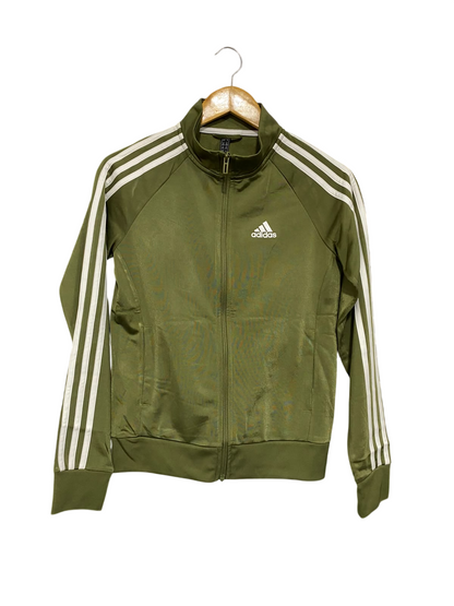 ADIDAS |XS | BUST 18 | A75 | OLIVE GREEN THREE-STRIPE ZIP-UP TRACK JACKET