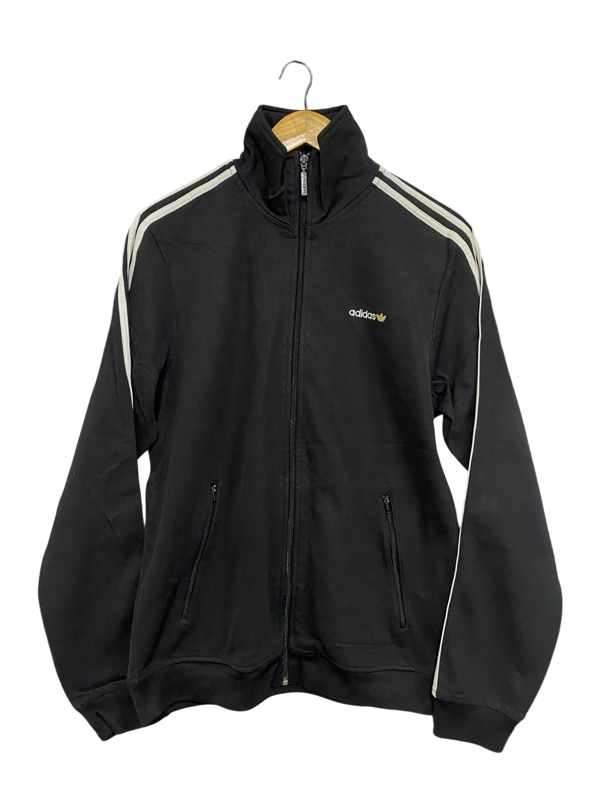 ADIDAS |M | BUST 21 | A75 | BLACK THREE-STRIPE ZIP-UP TRACK JACKET