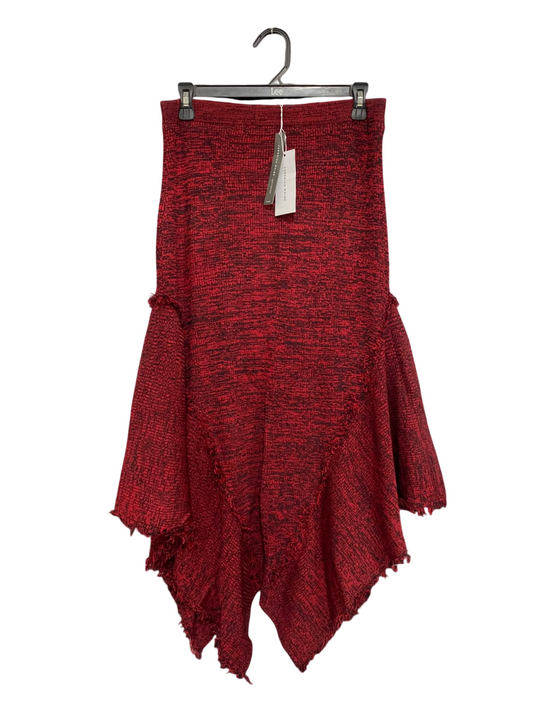 VERONIKA MAINE |L | WAIST 32 | A75 | RED AND BLACK MÉLANGE KNIT HANDKERCHIEF HEM SKIRT
