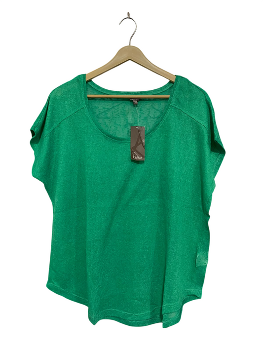 KATIES |L | BUST 23 | A75 | BRIGHT GREEN LIGHTWEIGHT SCOOP NECK TOP