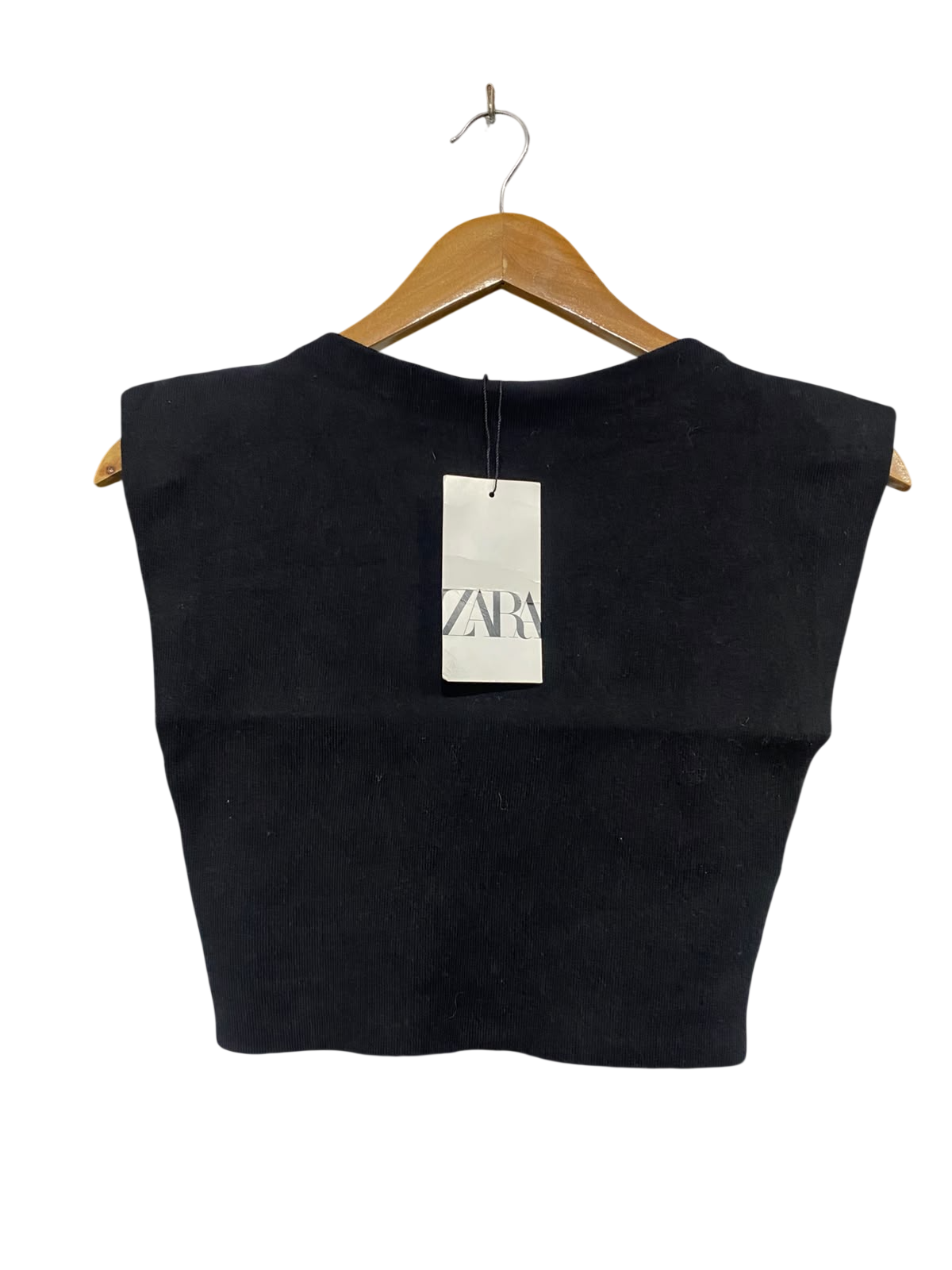 ZARA |M | BUST 14 | A75 | BLACK PADDED SHOULDER SLEEVELESS CROP TOP