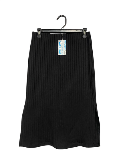 VALLEYGIRL |L | WAIST 28 | A75 | BLACK RIBBED SIDE-SLIT MIDI SKIRT
