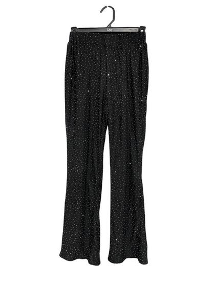 VALLEYGIRL |S | WAIST 22 | A75 | BLACK RHINESTONE EMBELLISHED WIDE LEG TROUSERS