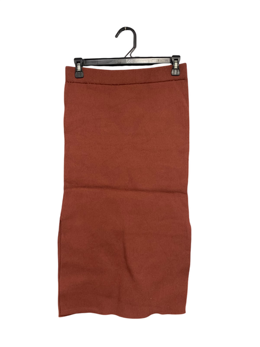 ALLY FASHION |M | WAIST 28 | A75 | RUST BROWN RIBBED MIDI SKIRT