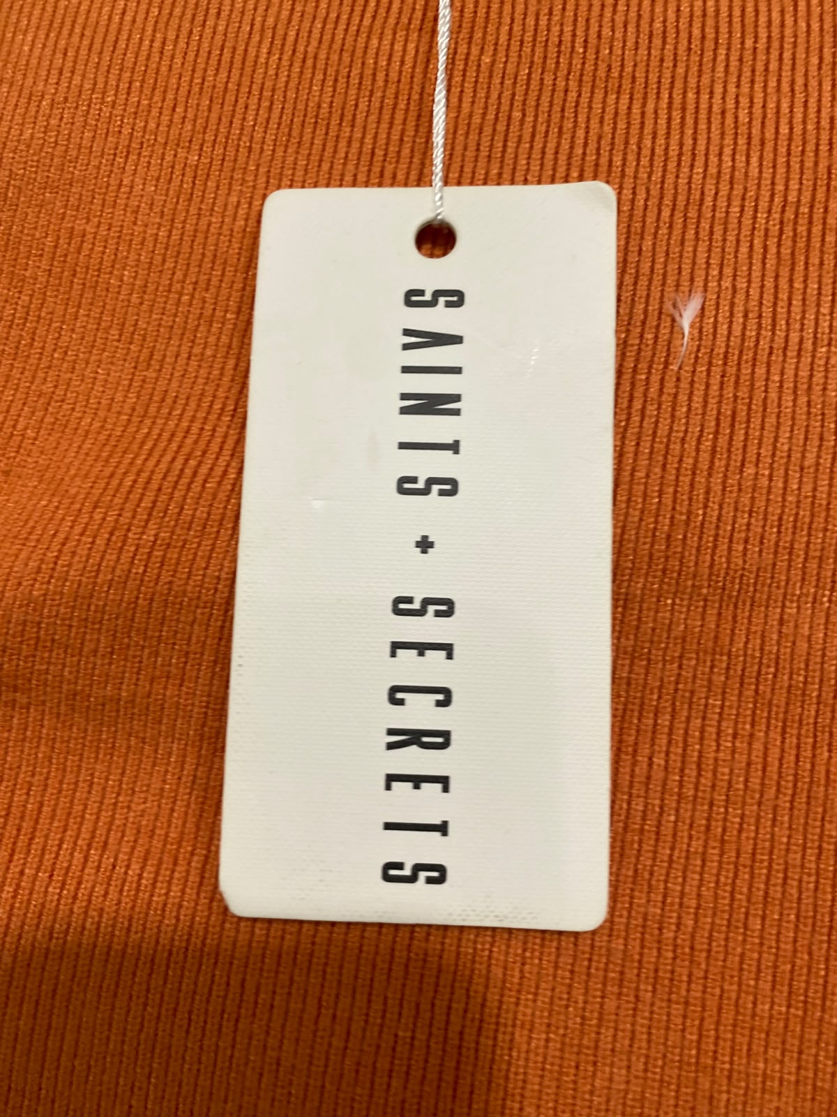 SAINTS  SECRETS |XS | BUST 15 | A76 | ORANGE ONE-SHOULDER CUT-OUT RIBBED MIDI DRESS