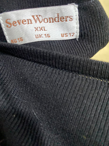 SEVEN WONDERS |XL | BUST 16 | A76 | BLACK HALTER NECK COLORBLOCK MAXI DRESS