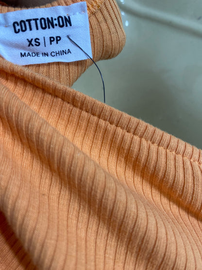 COTTON ON |XS | BUST 15 | A76 | ORANGE RIBBED RACERBACK MIDI DRESS