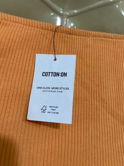 COTTON ON |XS | BUST 15 | A76 | ORANGE RIBBED RACERBACK MIDI DRESS