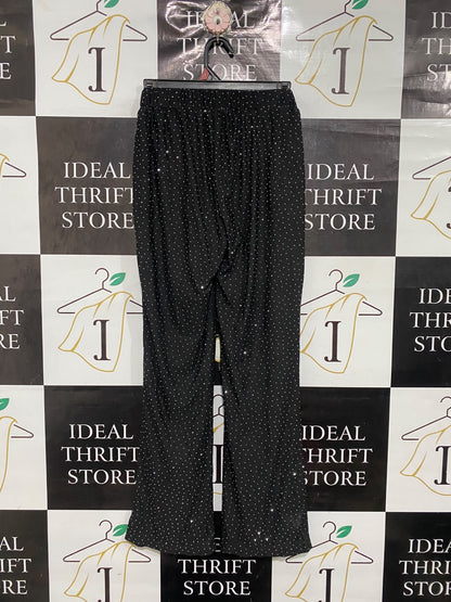 VALLEYGIRL |S | WAIST 22 | A75 | BLACK RHINESTONE EMBELLISHED WIDE LEG TROUSERS