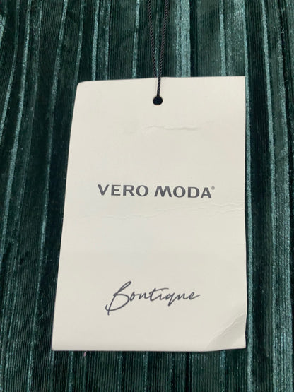 VERO MODA |M | WAIST 30| A75 | DARK GREEN PLEATED VELVET MIDI SKIRT