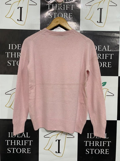 SERRA |M | BUST 19 | A75 | PINK WOOL CASHMERE BLEND CREW NECK KNITTED SWEATER