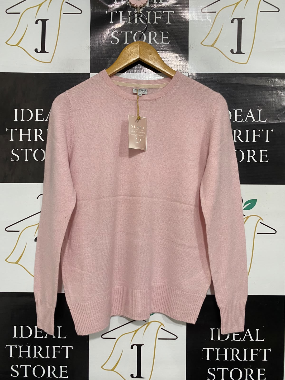 SERRA |M | BUST 19 | A75 | PINK WOOL CASHMERE BLEND CREW NECK KNITTED SWEATER