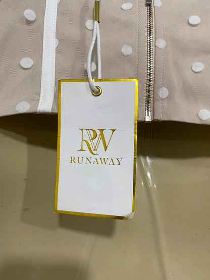 RUNAWAY |XS | BUST 15 | A75 | BEIGE POLKA DOT MESH LONG SLEEVE CORSET TOP