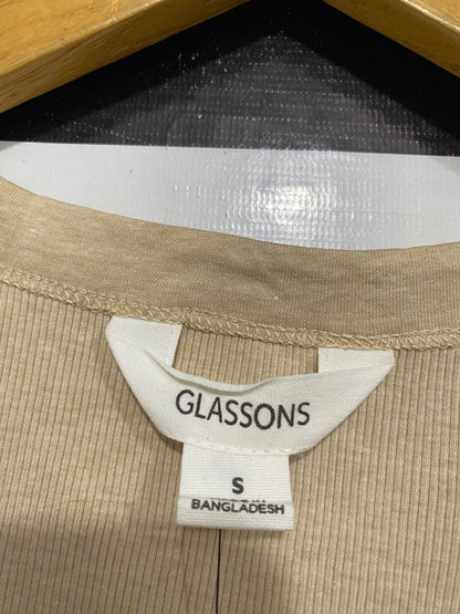 GLASSONS |S | BUST 12 | A75 | BEIGE RIBBED SCOOP NECK TANK TOP