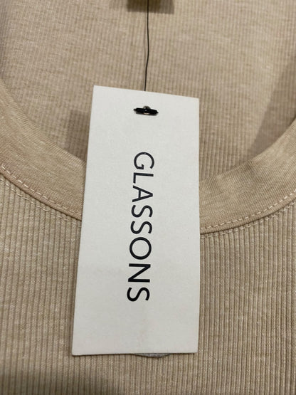 GLASSONS |S | BUST 12 | A75 | BEIGE RIBBED SCOOP NECK TANK TOP