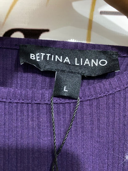 BETTINA LIANO |L | BUST 20 | A75 | PURPLE RIBBED SCOOP NECK TIE SLEEVE TOP