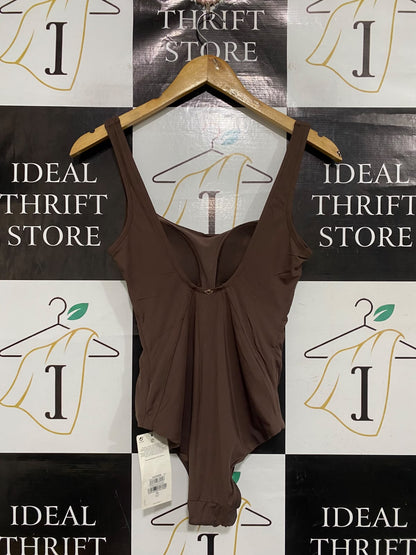 NEXT |S | BUST 13 | A75 | BROWN RUCHED ASYMMETRIC SWIMSUIT BODYSUIT
