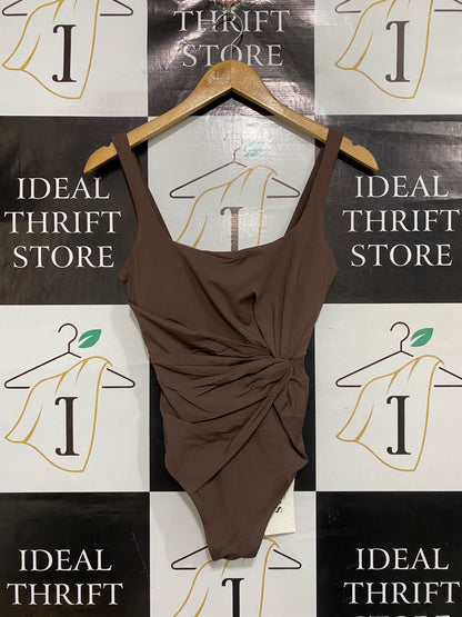 NEXT |S | BUST 13 | A75 | BROWN RUCHED ASYMMETRIC SWIMSUIT BODYSUIT