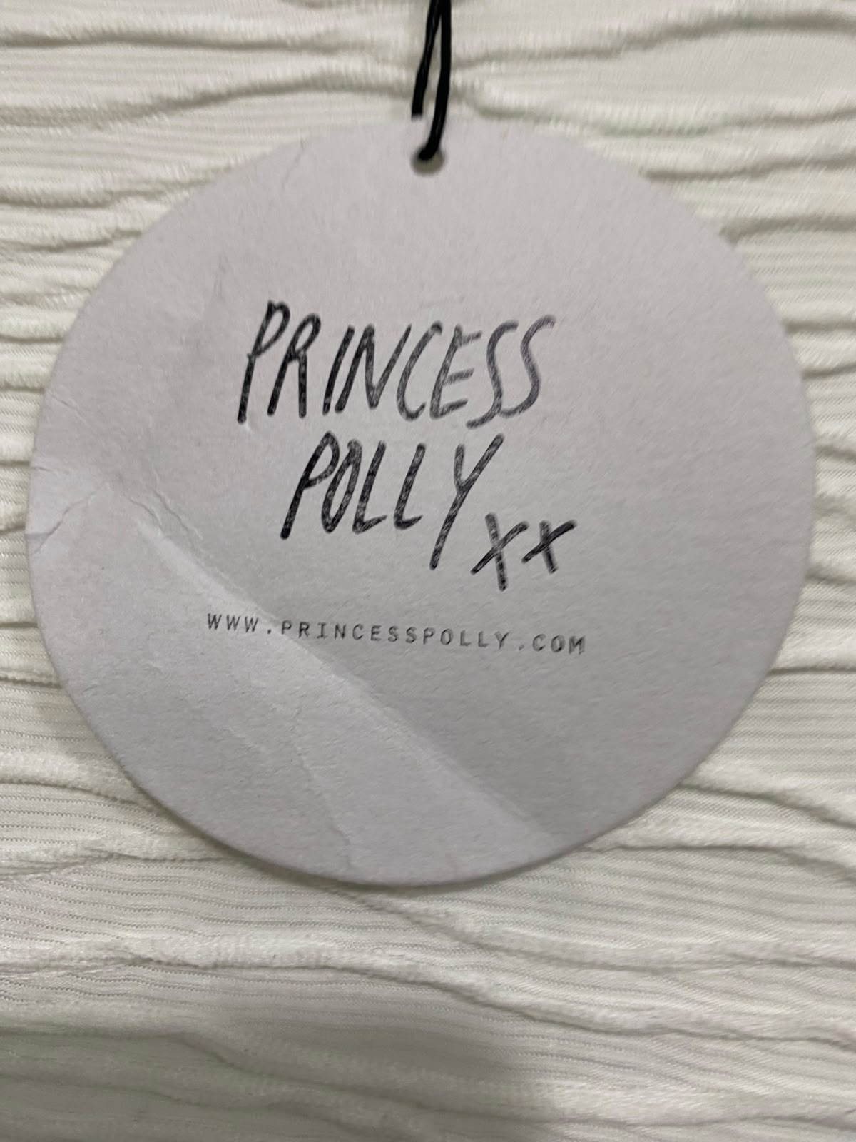 PRINCESS POLLY |S | BUST 14 | A75 | WHITE TEXTURED CRINKLE SHORT SLEEVE CROP TOP