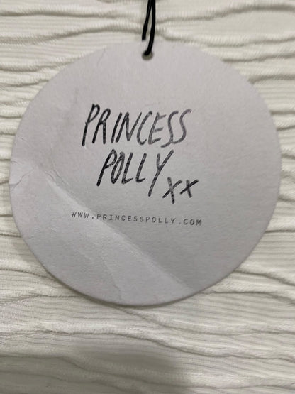 PRINCESS POLLY |S | BUST 14 | A75 | WHITE TEXTURED CRINKLE SHORT SLEEVE CROP TOP