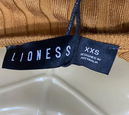 LIONESS |XS | BUST 15 | A75 | MUSTARD BROWN RIBBED STRAPLESS TUBE MAXI DRESS