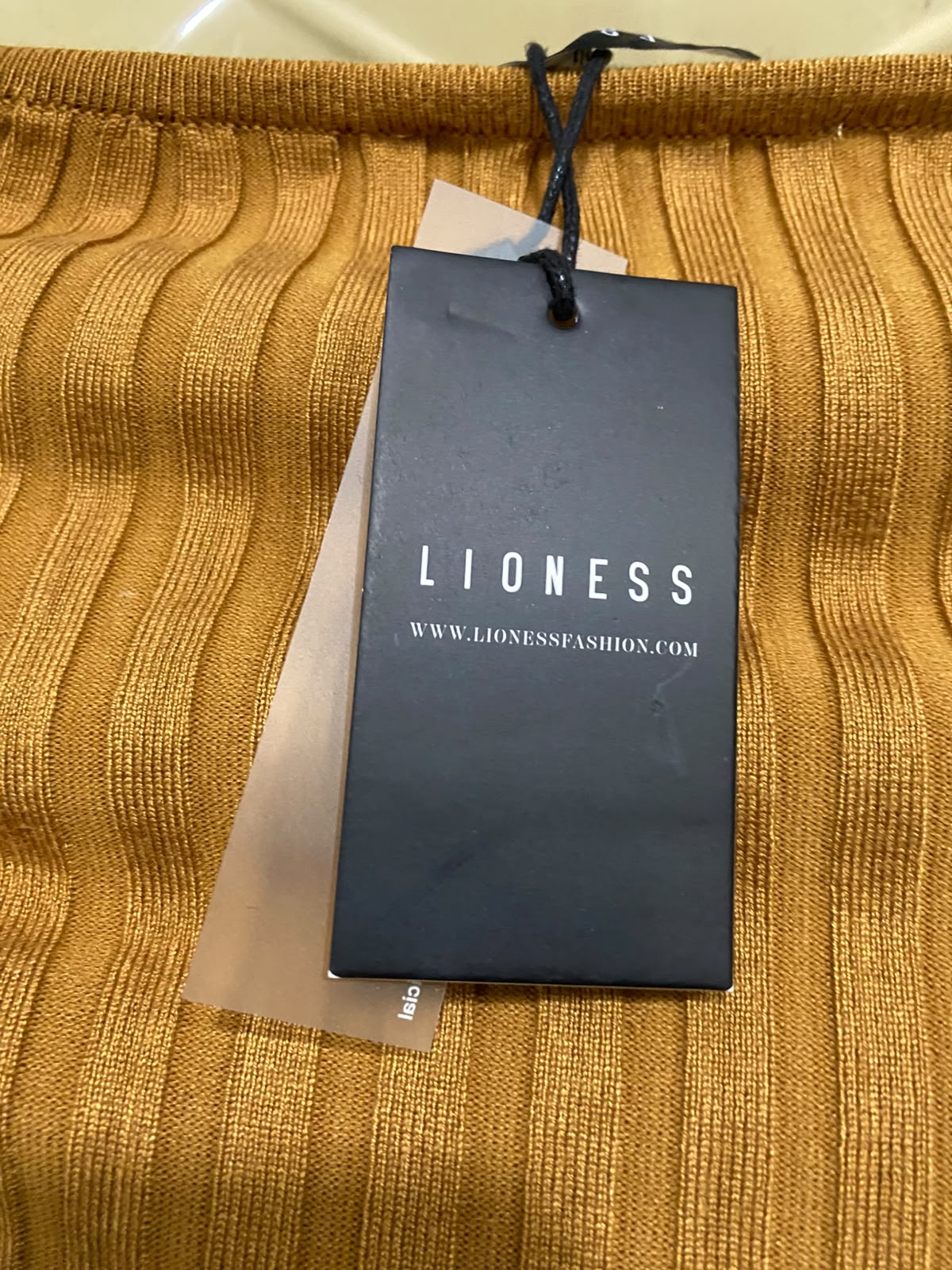 LIONESS |XS | BUST 15 | A75 | MUSTARD BROWN RIBBED STRAPLESS TUBE MAXI DRESS