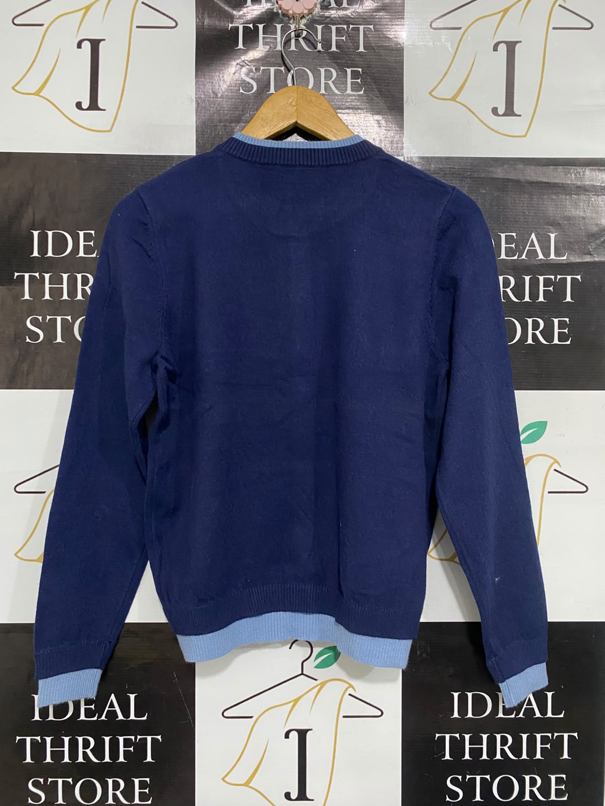 LINY XIN |M | BUST 19 | A75 | NAVY BLUE AND LIGHT BLUE LAYERED-LOOK BUTTON-UP CARDIGAN