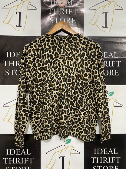 SUZANNE GRAE |S | BUST 21 | A75 | LEOPARD PRINT LONG SLEEVE KNIT PULLOVER TOP