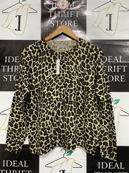 SUZANNE GRAE |S | BUST 21 | A75 | LEOPARD PRINT LONG SLEEVE KNIT PULLOVER TOP