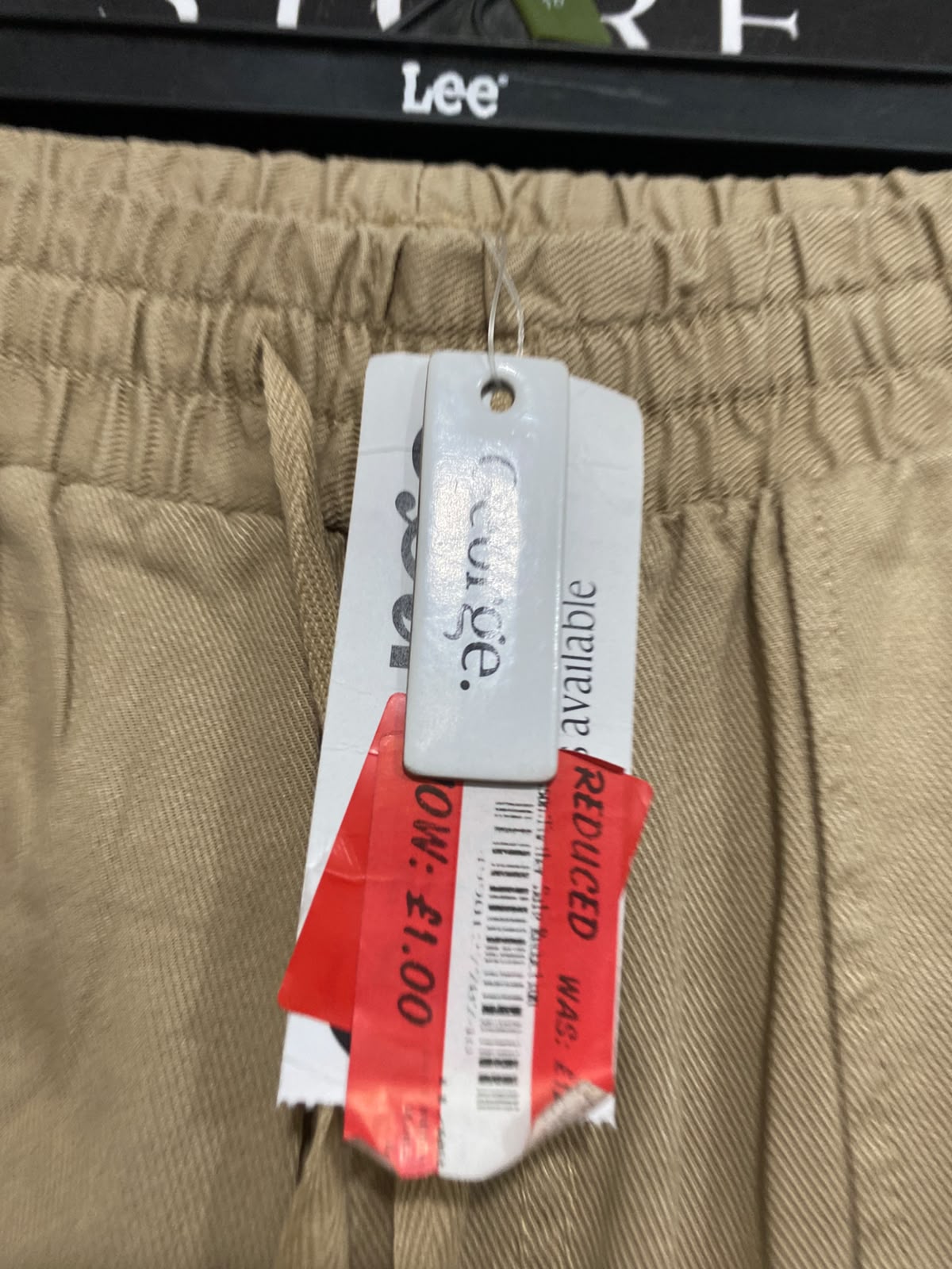 GEORGE |M | WAIST 28 | A75 | BEIGE CASUAL DRAWSTRING WIDE-LEG TROUSERS