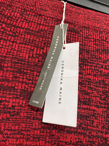 VERONIKA MAINE |L | WAIST 32 | A75 | RED AND BLACK MÉLANGE KNIT HANDKERCHIEF HEM SKIRT