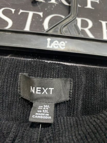 NEXT |L | WAIST 32 | A75 | BLACK TEXTURED DRAWSTRING WIDE-LEG TROUSERS