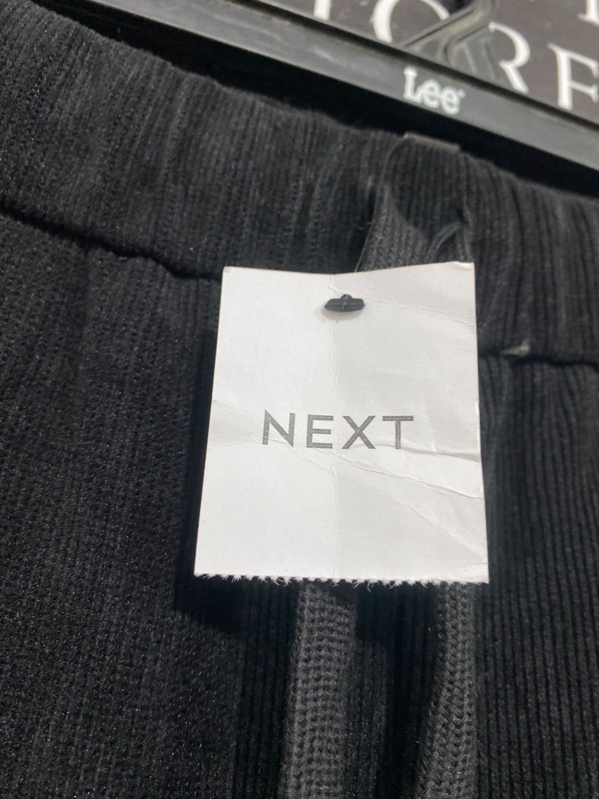 NEXT |L | WAIST 32 | A75 | BLACK TEXTURED DRAWSTRING WIDE-LEG TROUSERS