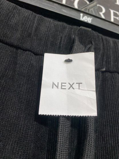 NEXT |L | WAIST 32 | A75 | BLACK TEXTURED DRAWSTRING WIDE-LEG TROUSERS