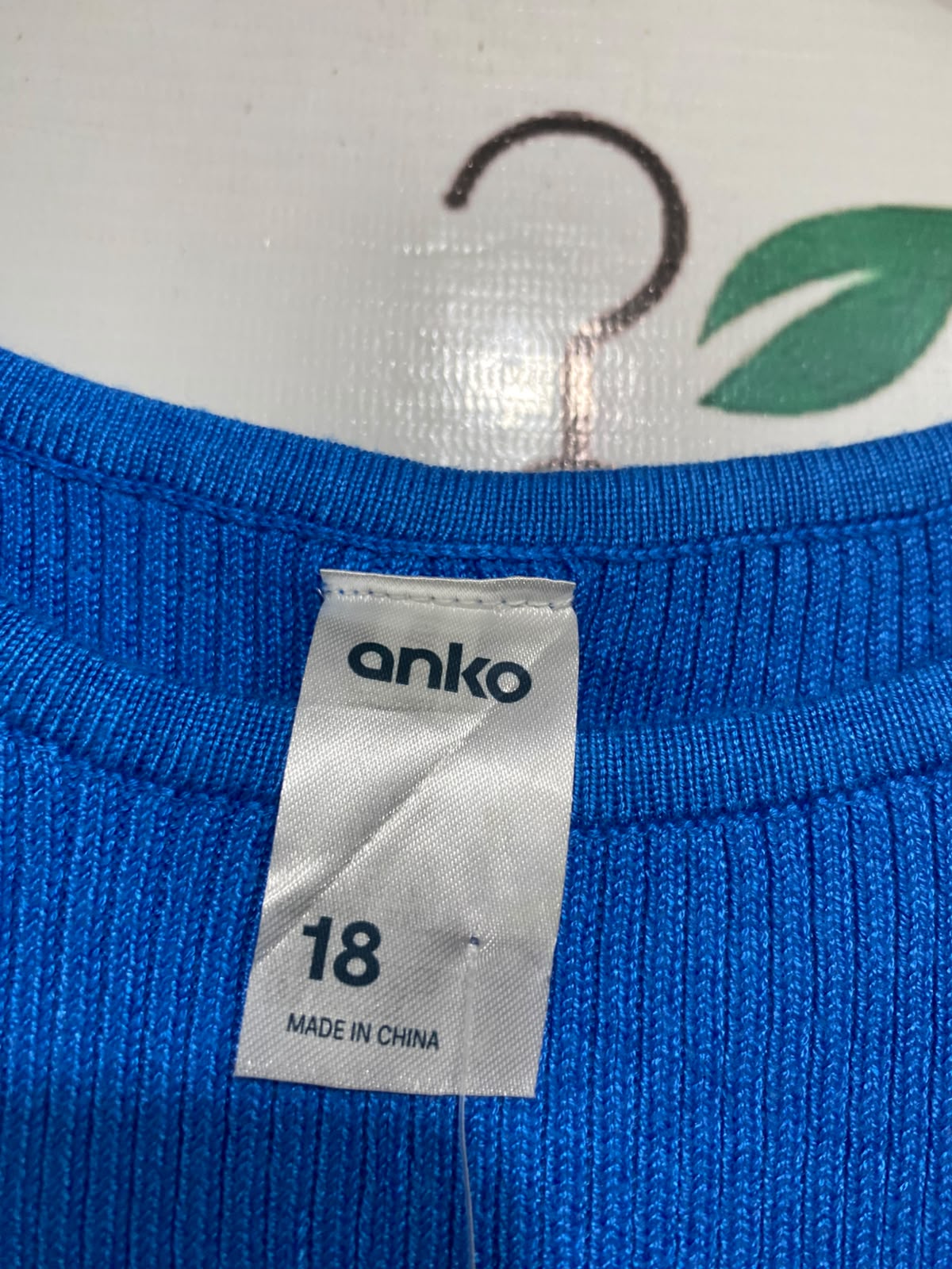 ANKO |S | BUST 16 | A75 | VIBRANT BLUE RIBBED SCOOP-NECK TANK TOP